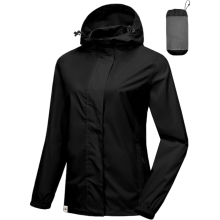 Chaqueta de Trekking Impermeable para Mujer Ligera Negra XS — cortavientos mujer, ropa senderismo, hardshell outdoor