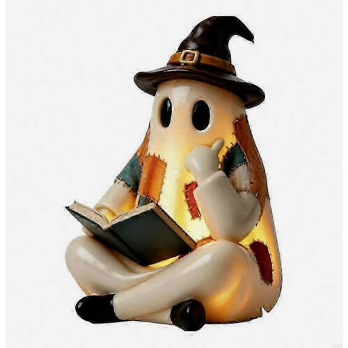 Indoor Decor Reading Figurine Lamp, Warm Light Open Book Statue for Desk and Entry Table