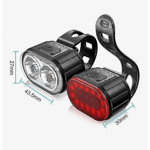 Set van 2 USB oplaadbare fietslampjes, heldere LED-achterlichten. 2