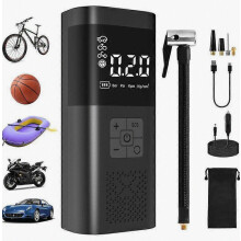 Mini prenosný vzduchový kompresor, elektrický nafukovač pneumatík do auta, pumpa na bicykel 150 PSI s LCD displejom + LE