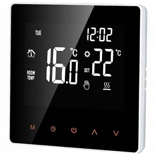16A digitale thermostaat - LCD-display - touchscreen - programmeerbaar - voor thuis, school, kantoor, hotel, wit