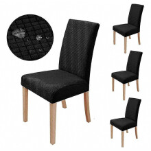 (Zwart) 6-delige set elastische stoelhoezen, beschermhoezen voor eetkamerstoelen, wasbaar