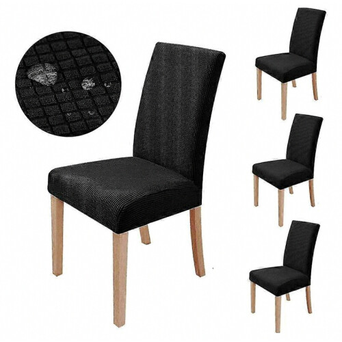 (Negro) 6 fundas elásticas para sillas, protector de sillas de comedor, lavable