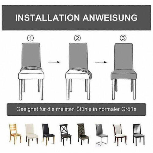 (Negro) 6 fundas elásticas para sillas, protector de sillas de comedor, lavable 1