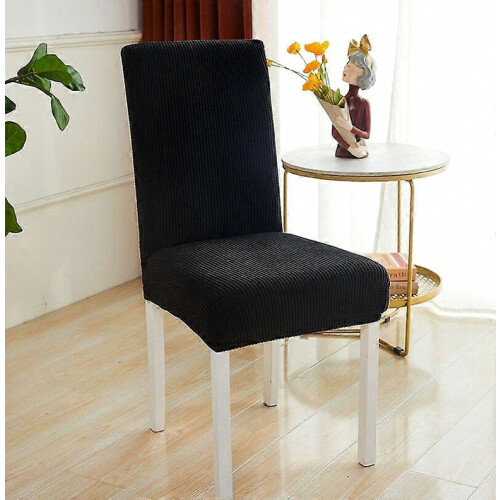 (Negro) 6 fundas elásticas para sillas, protector de sillas de comedor, lavable 2