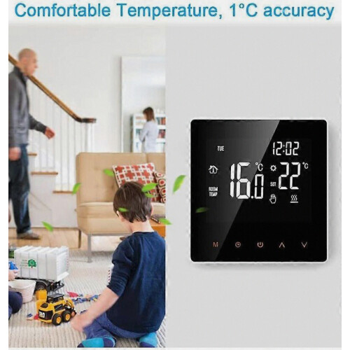 16A digitale thermostaat - LCD-display - touchscreen - programmeerbaar - voor thuis, school, kantoor, hotel, wit 1