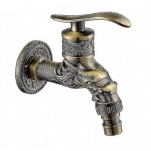 Rubinetto da parete vintage in ottone, rubinetto da giardino per esterni G1/2", rubinetto in ottone antico con drago intagliato