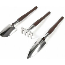 3-delige mini-tuingereedschapset met handschep, spade en hark voor kleine tuinprojecten in het Verenigd Koninkrijk.