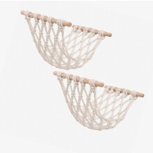 Space Saving Hanging Storage Basket Set of 2, Cotton Fruit Basket for Kitchen Use with Open Basket Body and Visible Produce Access