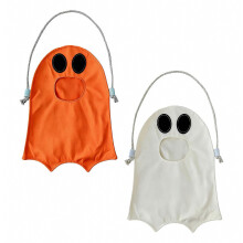 Süßigkeiten-Tragetaschen mit Motiven, 2er-Pack, Polyester-Leckerli-Taschen mit Frontöffnung und langer Kordel für saisonale Familienfeste, weiß u
