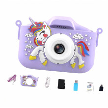 High Resolution Kids Camera Toy with USB Rechargeable Cartoon Design Video Camera For Children Favor Birthday Gift Purple