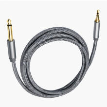 Duurzame 6,35 mm 1/4 inch mono naar 3,5 mm audiokabel met gevlochten mantel voor muziekmixers en thuisbioscoop.