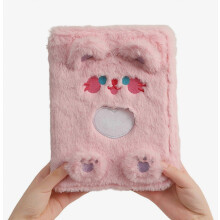 Álbum de fotos con bordado de dibujos animados, 4 bolsillos, protector de páginas de plástico, para guardar recuerdos coleccionables.