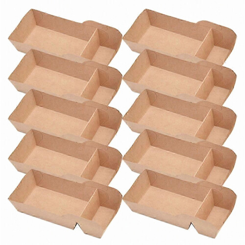 50 plateaux à double compartiment en papier kraft pour collations