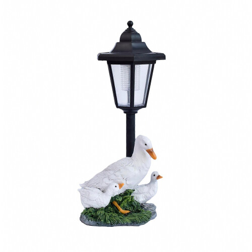 Solarbetriebene Entenfiguren mit Laterne für Garten, Terrasse, Balkon, als Dekoration oder Geschenkidee