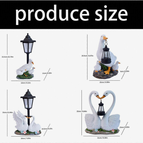 Solarbetriebene Entenfiguren mit Laterne für Garten, Terrasse, Balkon, als Dekoration oder Geschenkidee 2