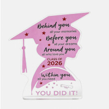 Décorations de remise de diplômes promotion 2026 - Cadeau de fin d'études pour elle - Plaque acrylique - Décoration de table - Cadeau de fin d'ét