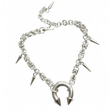 Open hoefijzerhangerketting met puntige schakels, roestvrijstalen ketting van 45 cm met verlengketting, geschikt voor alledaagse en casual outfit