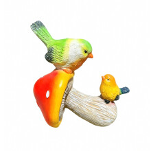 Figurines d'oiseaux champignons en résine, statues d'animaux pour jardin, sculpture amusante d'oiseau champignon pour la décoration de la maison