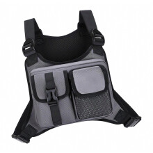 Lauf-Brusttasche für Damen und Herren, leichte Outdoor-Sport-Weste, wasserabweisend, ideal zum Radfahren, Wandern und Trainieren, Grau