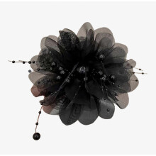 Elegante Haarspange mit Pfingstrosenfeder-Fransen, starker Halt, Haifischverschluss, klassische braun/schwarze Haarspange für Damen