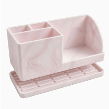 Dorm Bathroom Toothbrush Holder, 4-Section Sink Stand for Countertop Brush Placement and Daily Use for Shared Home Use Pink