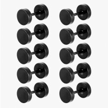 Hantelohrringe für Erwachsene, schwarzes, rundes Ohrschmuckset mit Schraubverschluss und polierter Stahloberfläche, 10 Stück, 4 mm, für den tägli