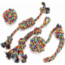 Hondenspeelgoed, touwhondenspeelgoed, kauwspeelgoed, interactief hondenspeelgoed, voor kleine/middelgrote honden (4 stuks)