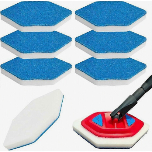 6 Pack Bath and Tub Mop Refills Replacement Compatible with Vileda Bath Magic Bath Multi-Surface Sponge, Hexagonal Shape