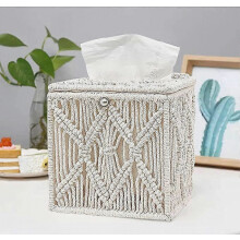 Funda cuadrada para caja de pañuelos, organizador de pañuelos de papel estilo boho, decoración para el hogar: baño, dormitorio, tocador, sala de