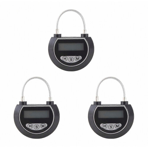 3X Electronic Time Lock Timer Lock Container Multi Function Time Lock Bin for Toys Black  QL