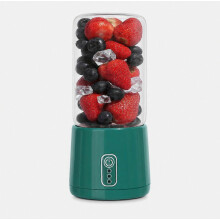 Draagbare USB-oplaadbare blender, glazen beker van 300 ml, 6 messen, dubbele motor, groen