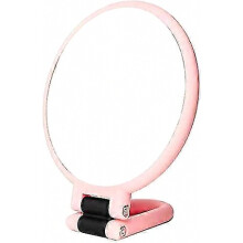 Miroir de poche grossissant 15x, pliable et double face, avec poignée réglable, rose.