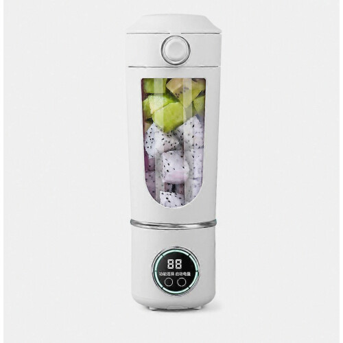 Draagbare oplaadbare blender 700 ml wit, 7,4 V, 12 messen, sap- en smoothiebeker