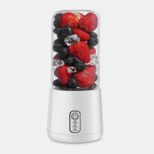 K3 USB oplaadbare draagbare blender, glazen beker van 300 ml, 6 messen, zonder deksel, ivoorwit