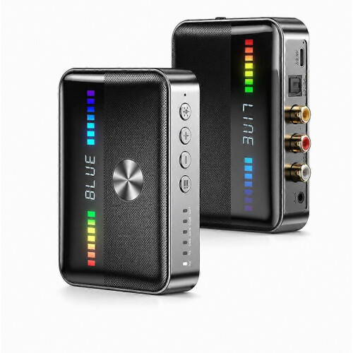 Adattatore trasmettitore e ricevitore Bluetooth 6.0 con NFC, audio ottico e coassiale, microfono, nero