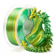 Filament PLA bicolore soyeux pour imprimantes 3D, or brillant et vert
