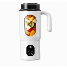 Draagbare, oplaadbare elektrische blender met USB-aansluiting, wit, met handvat en display, voor smoothies en sap, HS-960