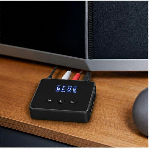 2-in-1 Bluetooth Transmitter Receiver with Display, Optical, Coaxial, RCA, USB and TF Card Inputs 1