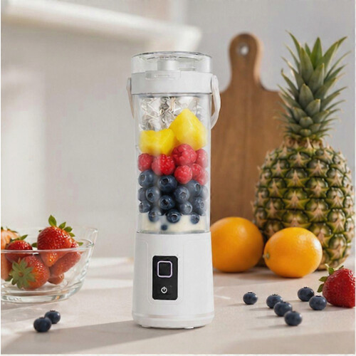 Portable Cordless Blender 2-in-1 White Light Version, Smoothie and Juice Drinking Cup, 12 Blades 1