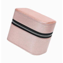 Reishorloge-opbergdoos voor 2 horloges met ritssluiting rondom, buitenkant van PU-leerlook en compact formaat voor dagelijks gebruik, roze.