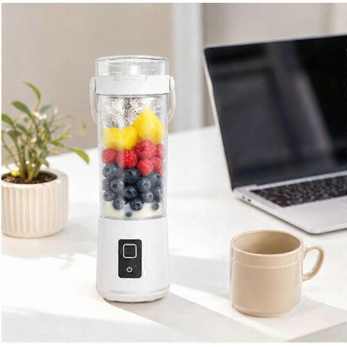 Portable Cordless Blender 2-in-1 White Light Version, Smoothie and Juice Drinking Cup, 12 Blades 2
