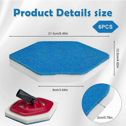 6 Pack Bath and Tub Mop Refills Replacement Compatible with Vileda Bath Magic Bath Multi-Surface Sponge, Hexagonal Shape 1