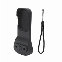 Accesorio plegable para mando a distancia con soporte de liberación rápida, base roscada inferior y empuñadura ergonómica para transporte diario.