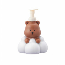 Dispensador de jabón espumoso de 250 ml con oso de dibujos animados, botella recargable para gel de ducha y desinfectante de manos, color marrón.