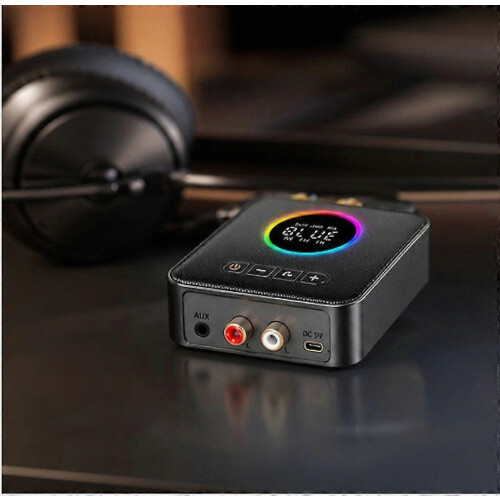 Bluetooth 6.0 3-in-1 Audio Adapter, Bluetooth Transmitter and Receiver with FM Transmission and USB Playback 2