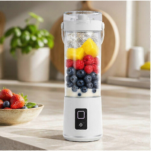 Cordless Portable Blender 2-in-1, 12-Blade Direct Drink Cup, Titanium Grey with Light 1