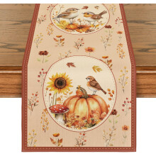 Herbstlicher Tischläufer Dekorativ Kürbis Orange 40x140 cm — tischdeko herbst, esszimmer textilien, tischband polyester