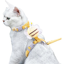 Cat Harness & Leash Set – Escape-Proof Adjustable Soft Harness with Cute Bee Wings, Yellow S