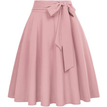 Damen Plisseerock Vintage mit Schleife in der Taille Rosa Größe L — midi rock rosa, a linien rock, retro rock damen